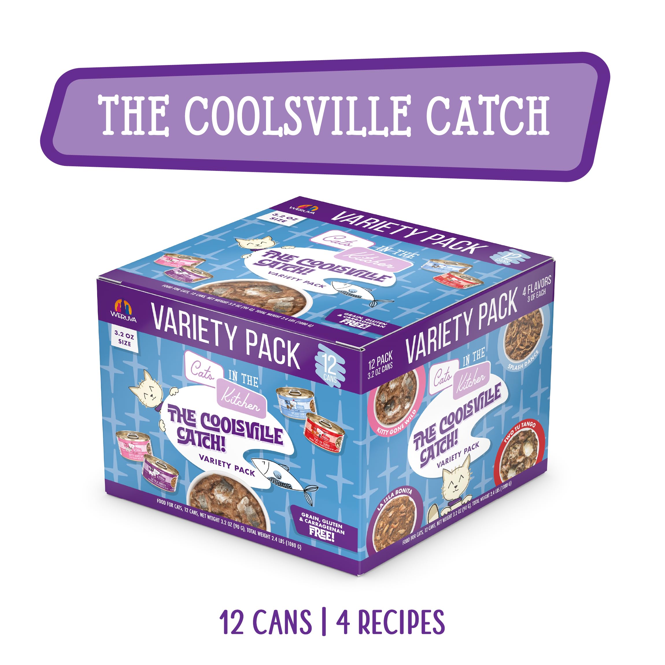 Premier plan de boîtes 3,2 oz Weruva Cats in the Kitchen, texture et sauce