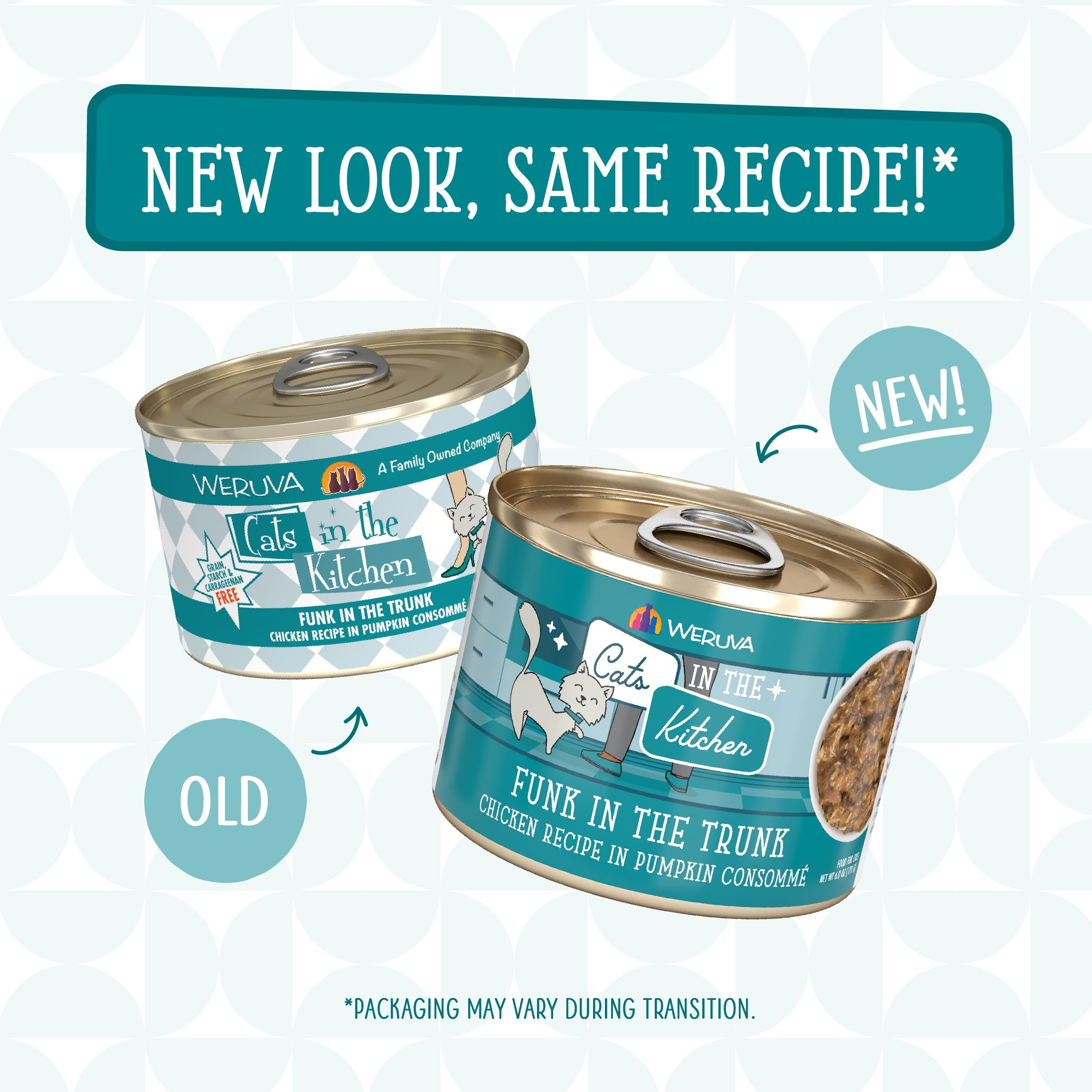 Weruva Cats in the Kitchen Funk in the Trunk, poulet et thon au jus, protéines savoureuses