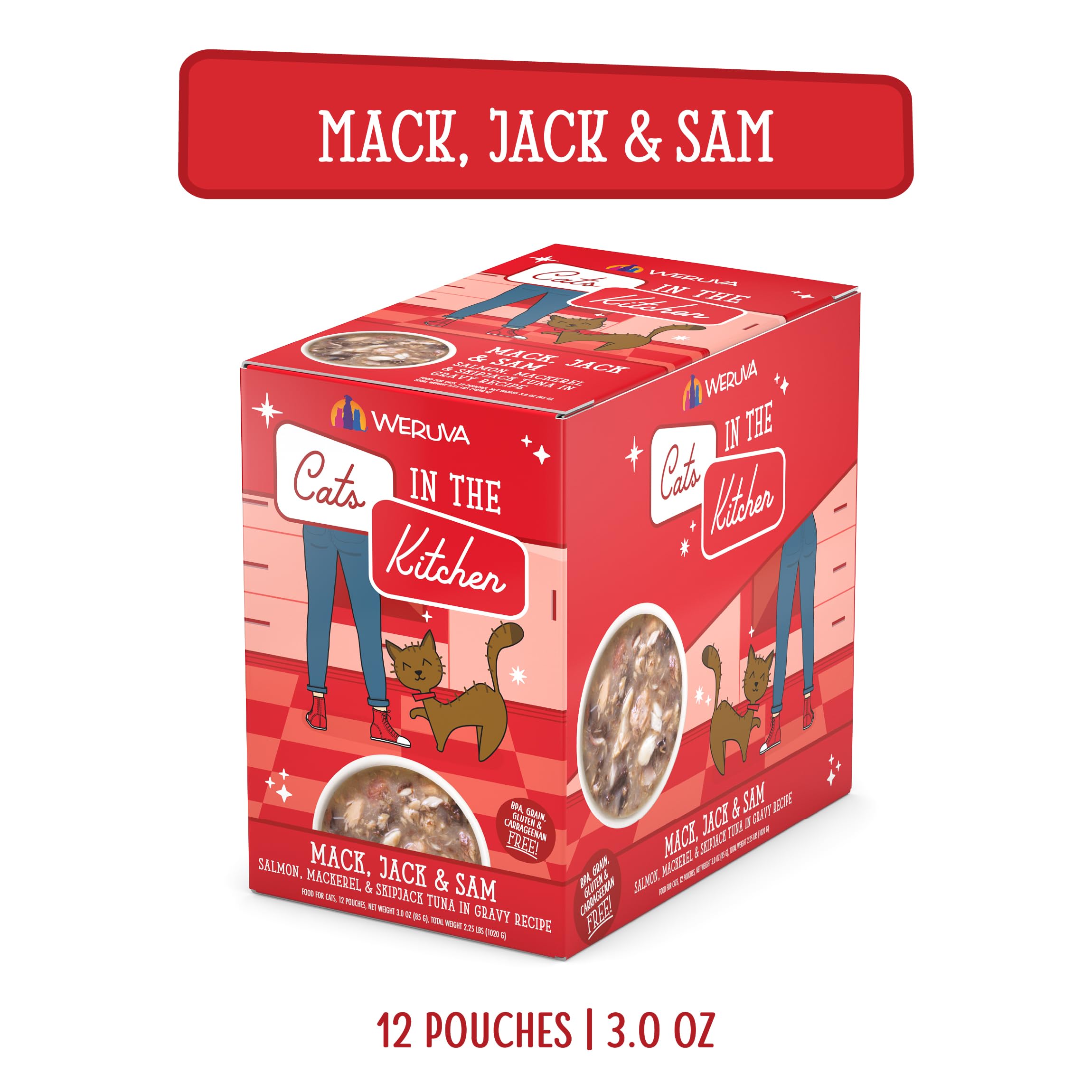 Weruva Cats in the Kitchen thon Skipjack, dans une sauce savoureuse, texture appétissante pour chats.