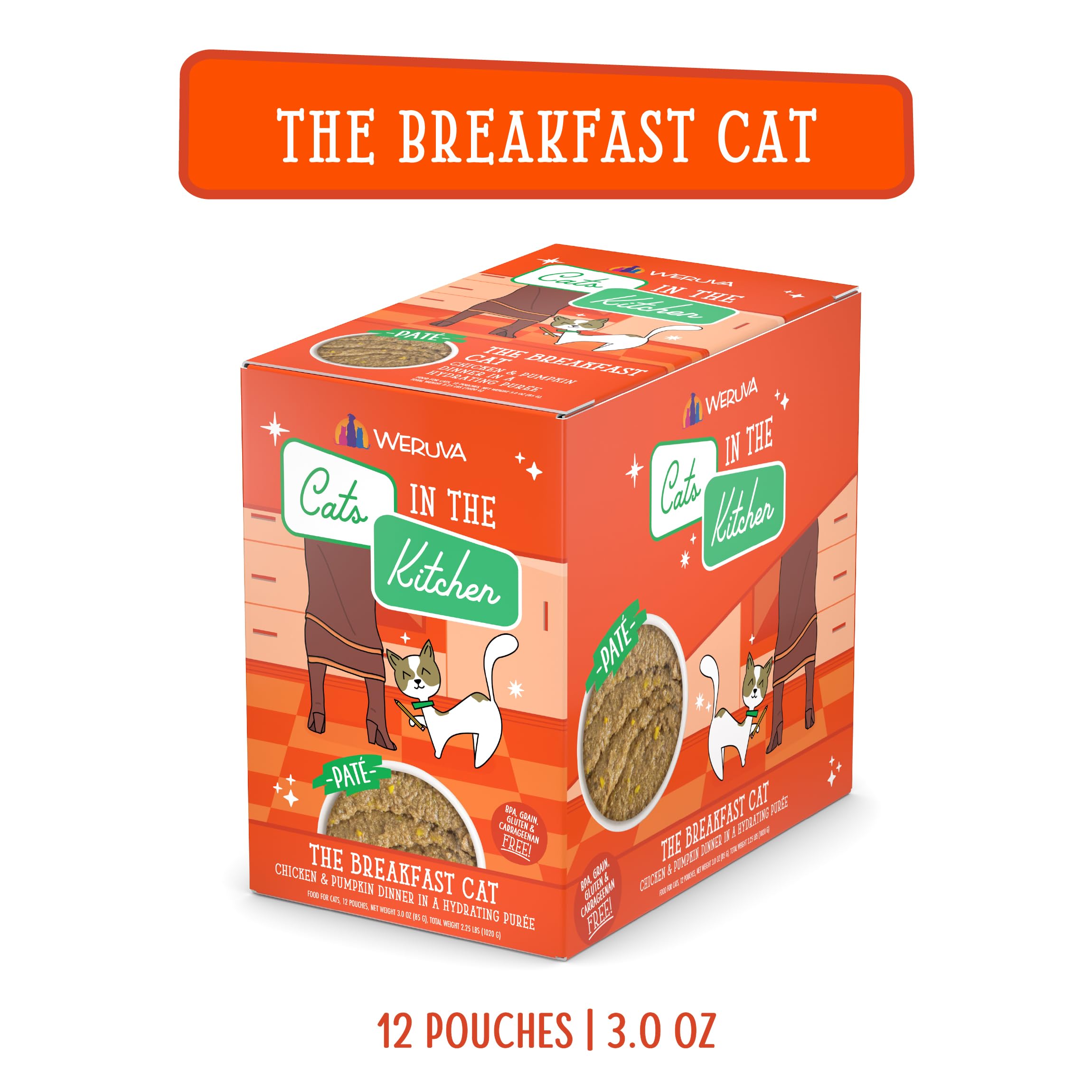 Pâté charnu Weruva The Breakfast Cat, poulet et potiron, format 3oz