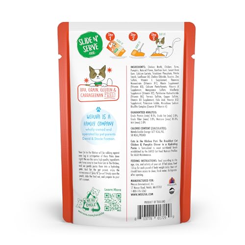 Sachet pâté 3oz Weruva The Breakfast Cat, poulet et potiron, repas rapide