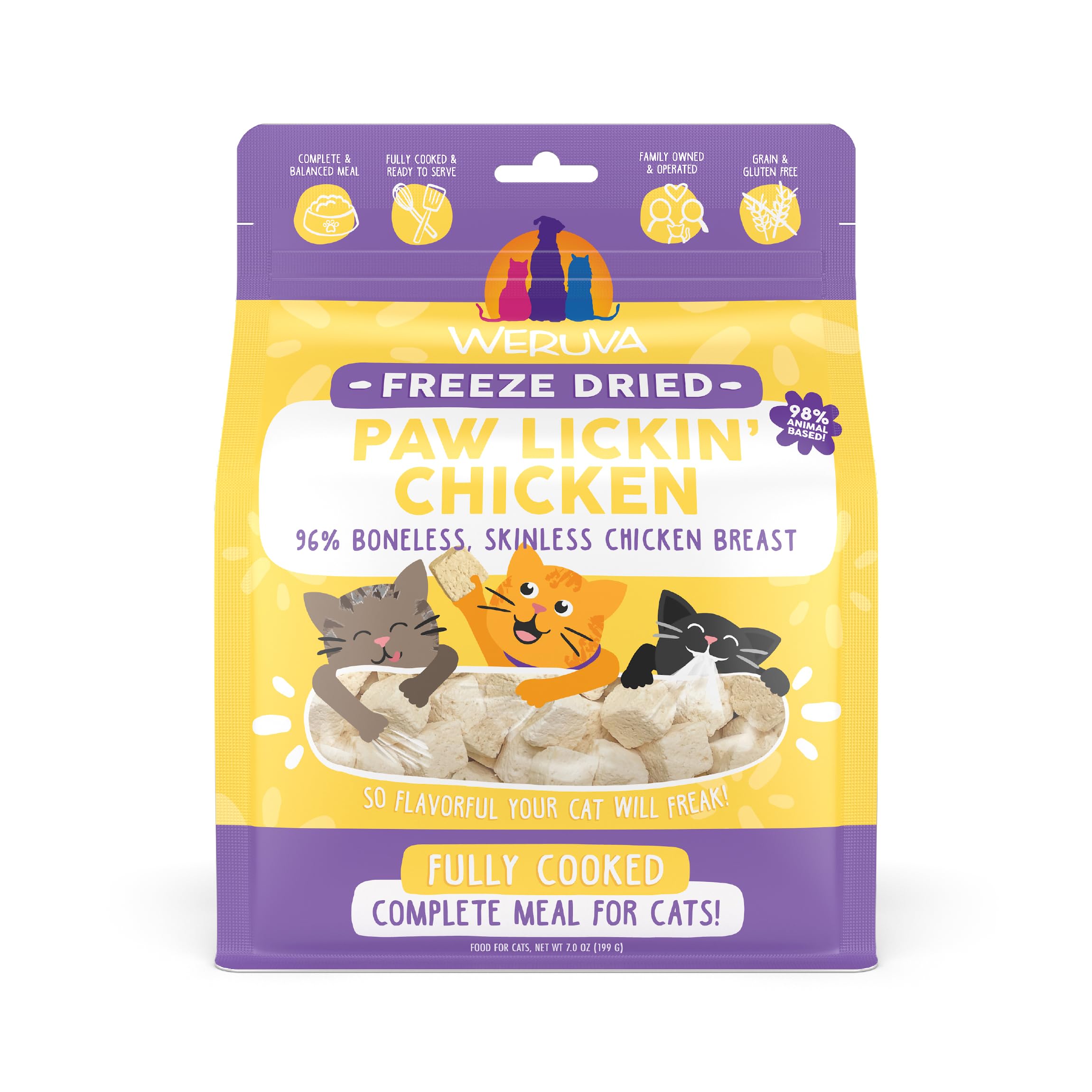 Weruva Paw Lickin' Chicken: cubes sans os offrant des protéines élevées.