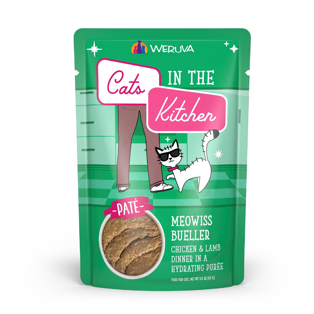 Pâté Slide N' Serve Meowiss Bueller prêt à servir dans une poche pratique.