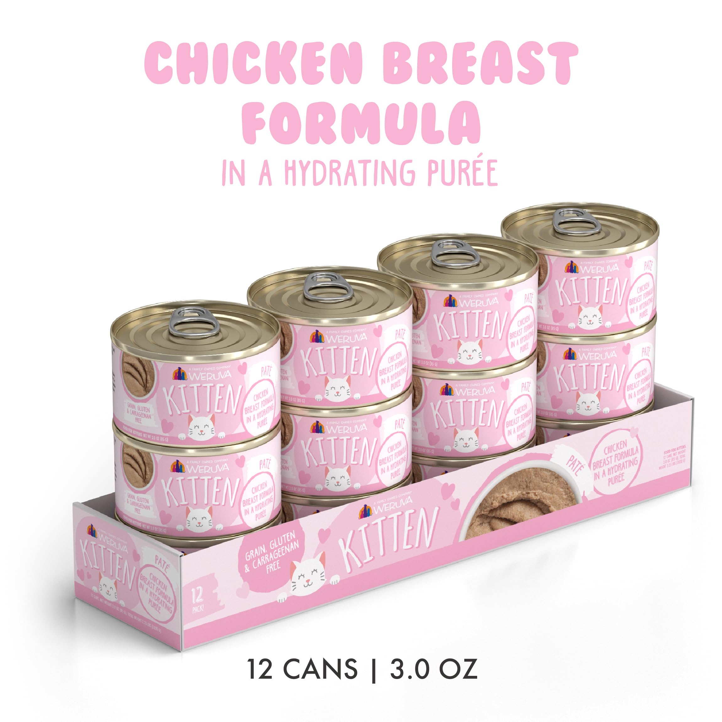 Purée-poitrine-poulet Weruva, texture veloutée pour stimulation de l'appétit.