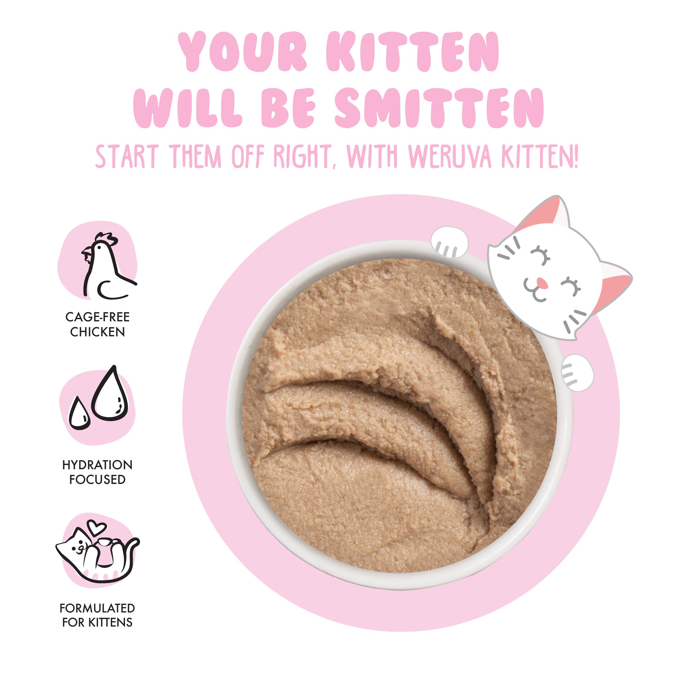 Purée Weruva sans céréales, choix sain pour chaton actif.