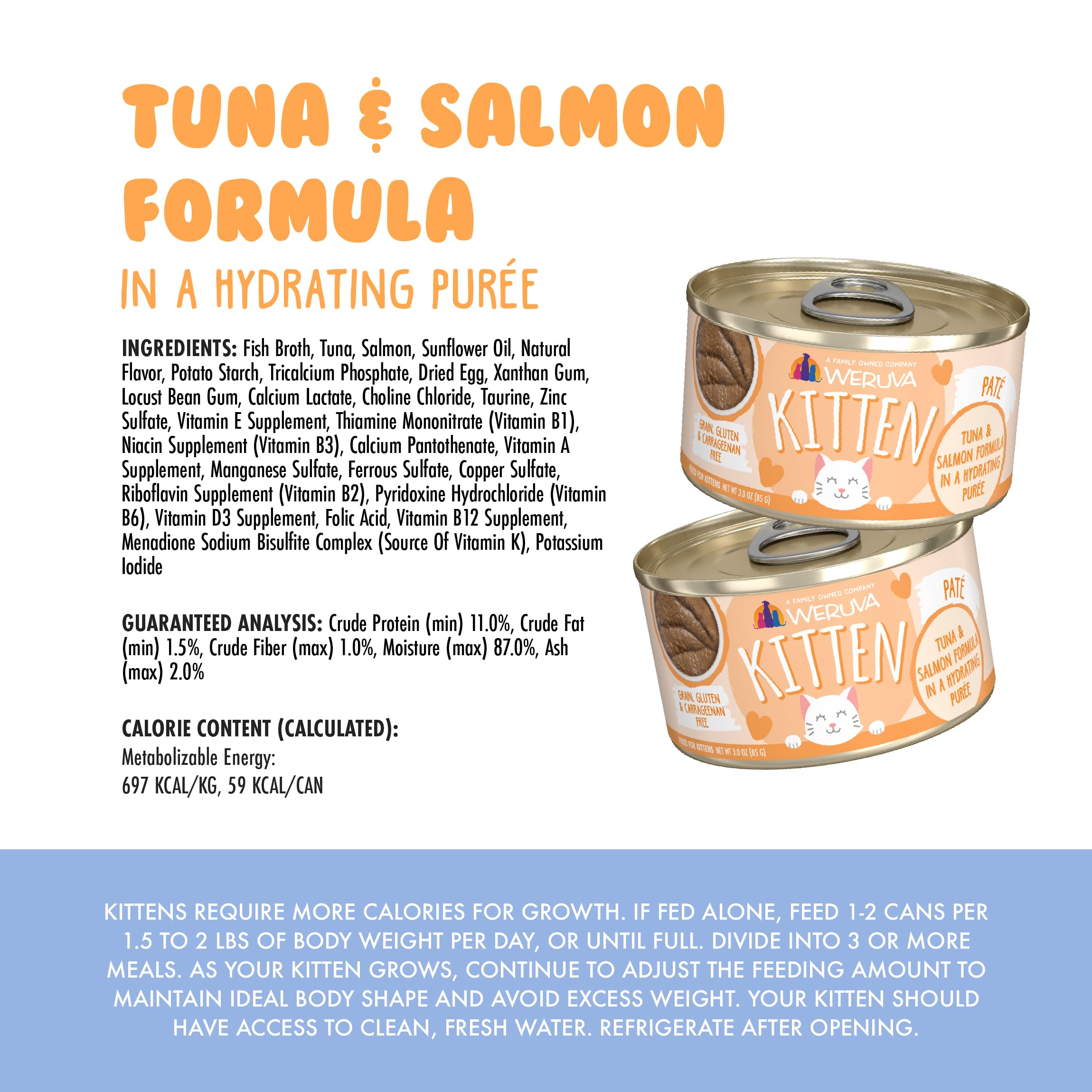 Purée thon-saumon Weruva, hydratante et facile à servir.