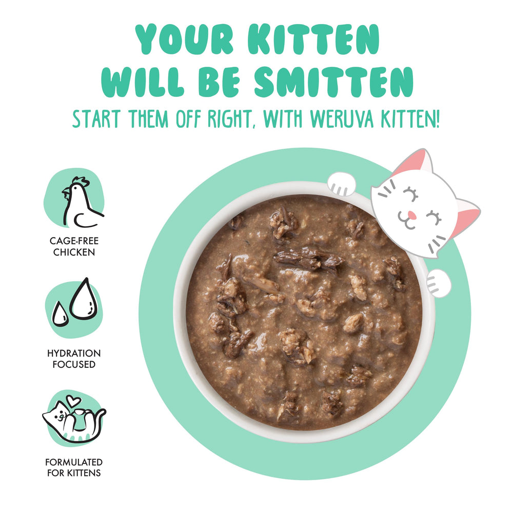 Weruva chaton sans céréales et sans additifs, pour une alimentation plus naturelle.