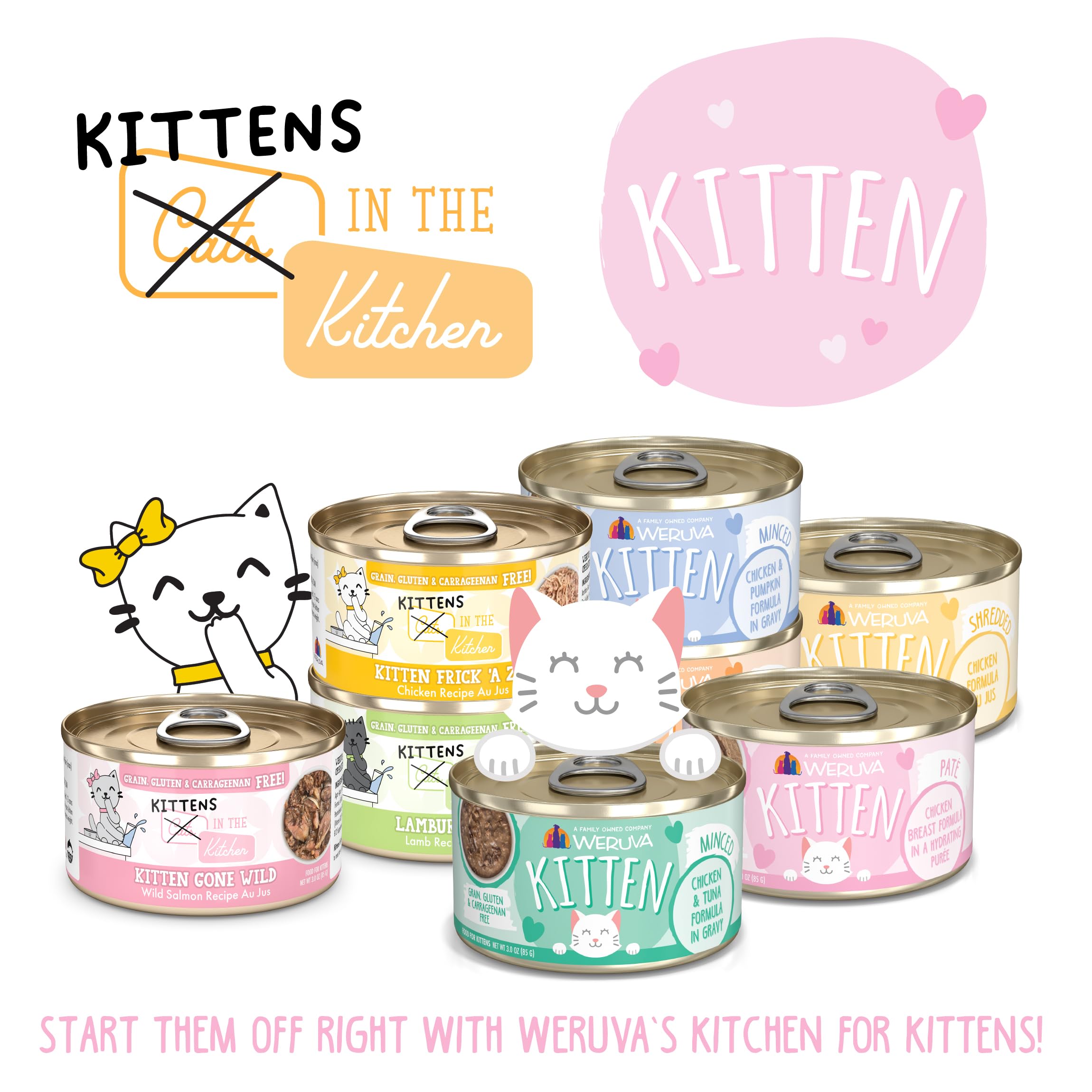 Weruva Kitchen Chatons: Formule Poitrine de Poulet en boîtes 3oz, protéines simples.