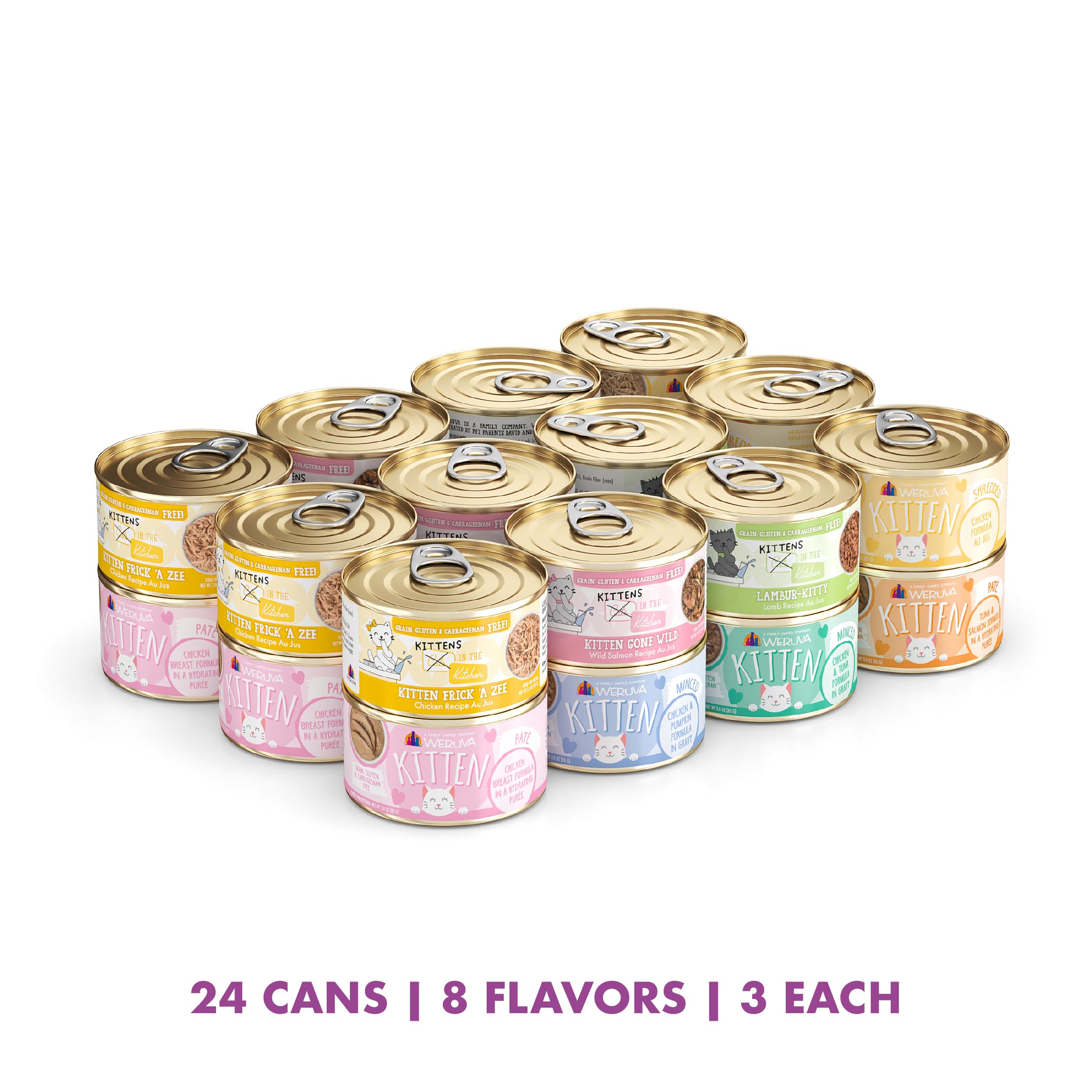 Weruva Kitchen pour chatons: Formule Poulet en boîtes 3oz, repas savoureux et équilibré.