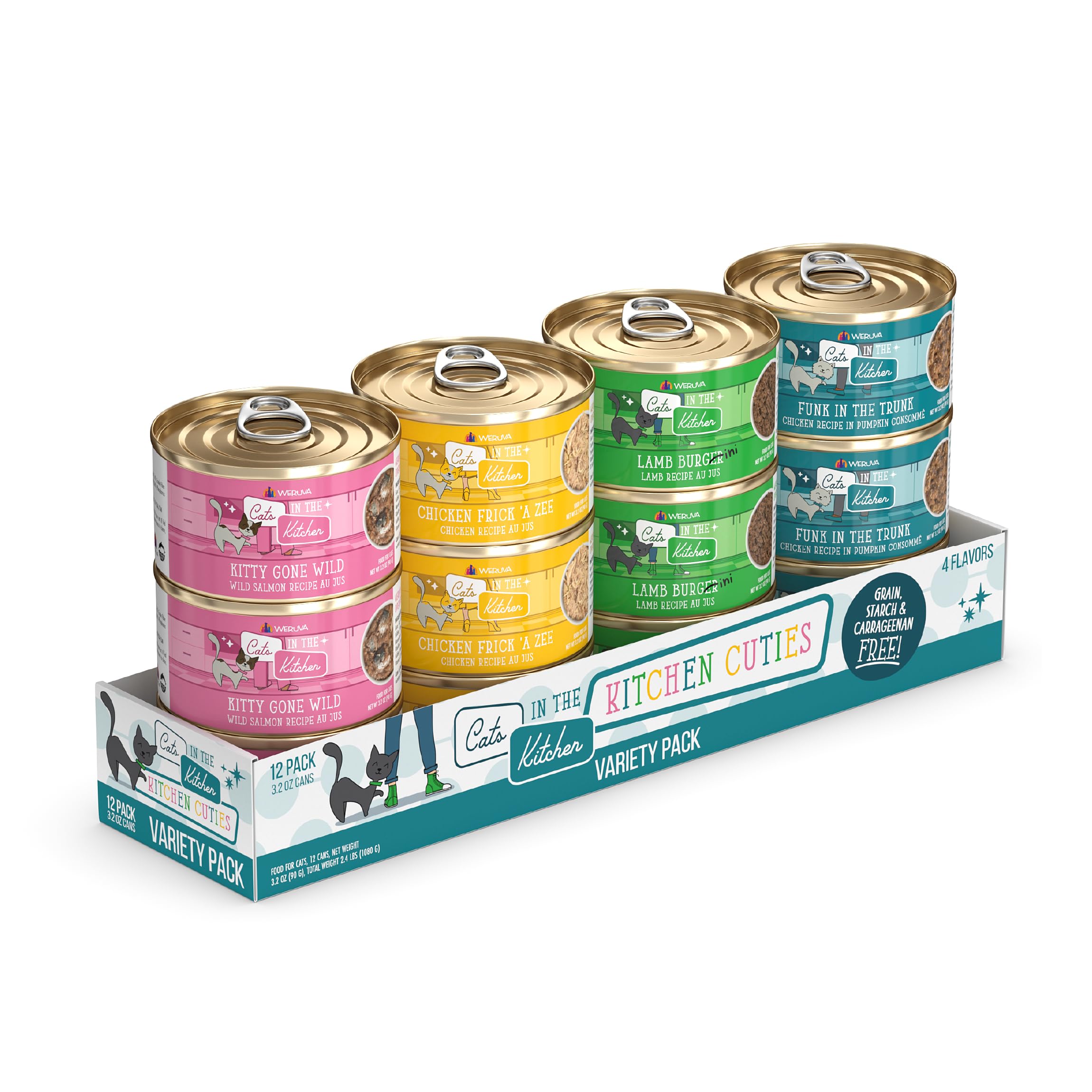Weruva Chats dans la Cuisine – pack 12 boîtes visibles, pratique pour les repas quotidiens.