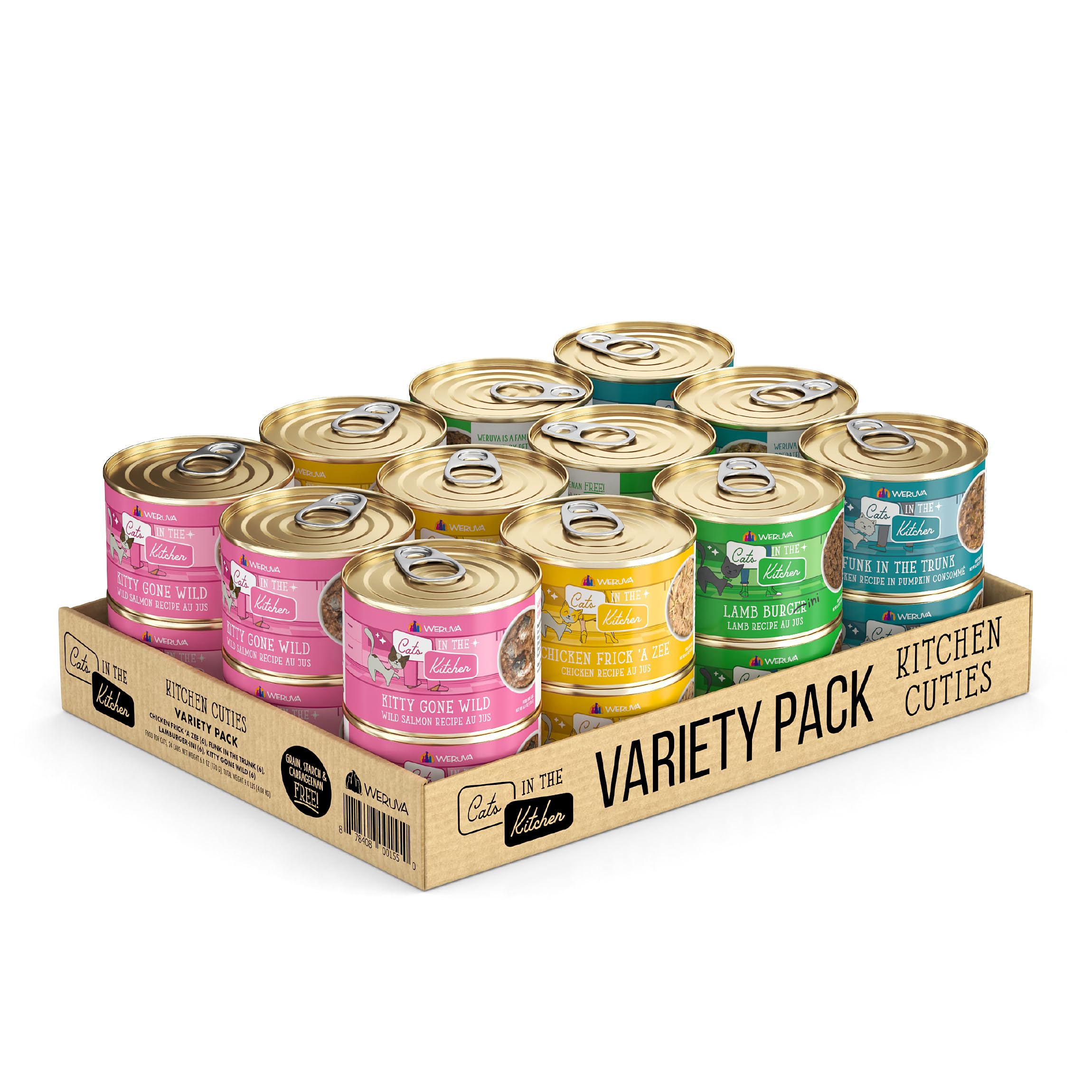 Weruva Chats dans la Cuisine, pack varié, 24 boîtes 6 oz pour varier les repas.