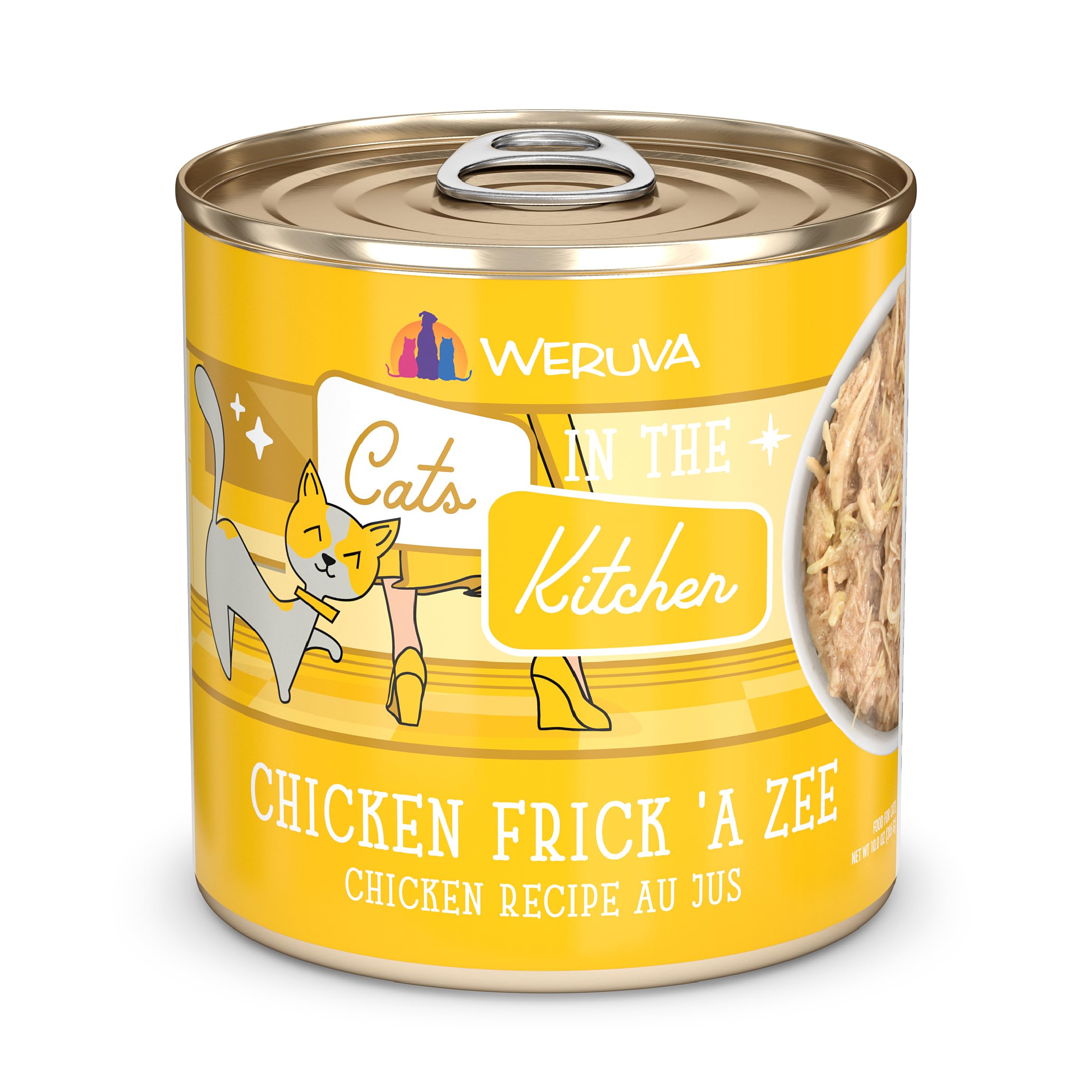 Weruva Chats Dans La Cuisine Poulet Frick A Zee en boîte 10oz, repas pratique et savoureux.