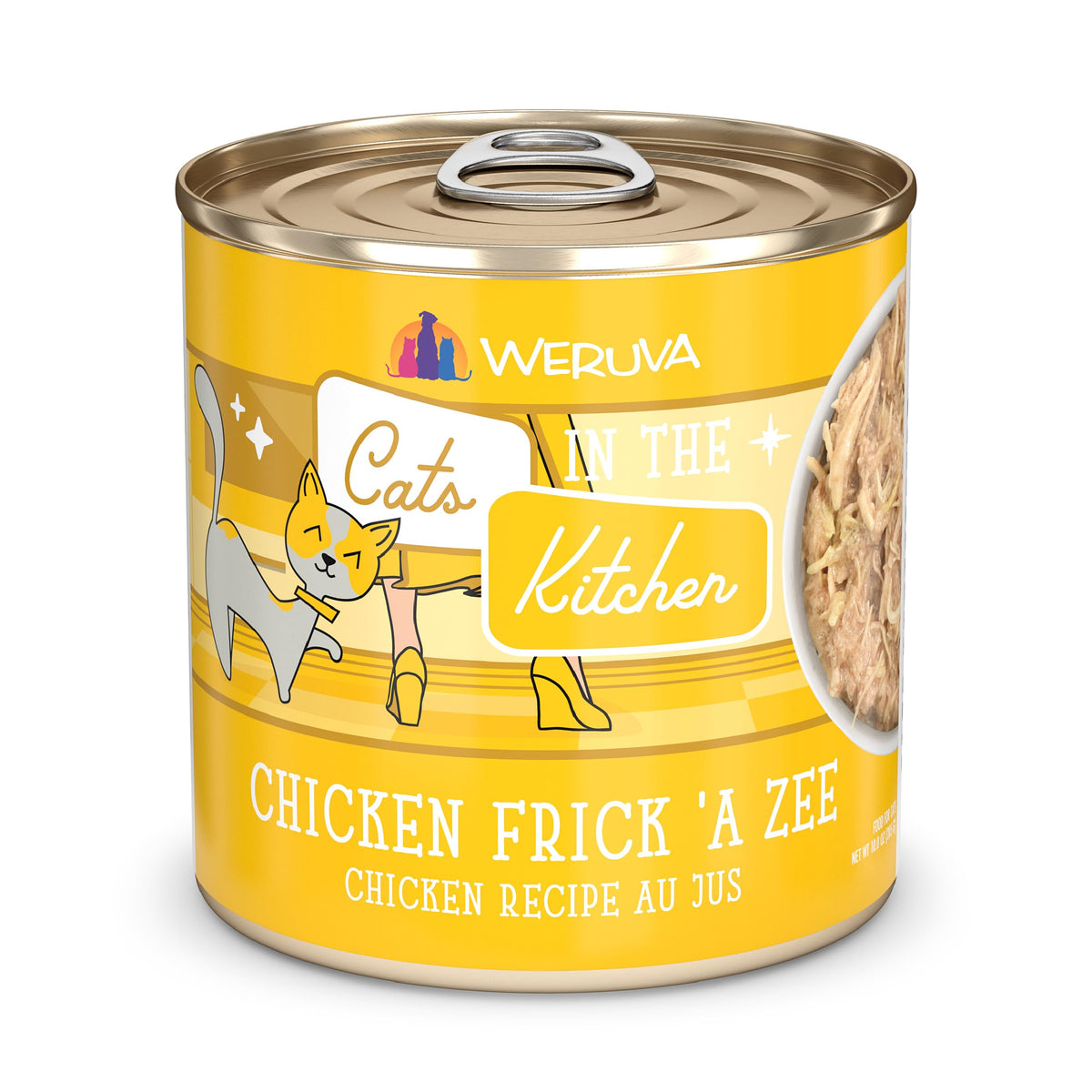 Weruva Chats Dans La Cuisine Poulet Frick A Zee en boîte 10oz, repas pratique et savoureux.