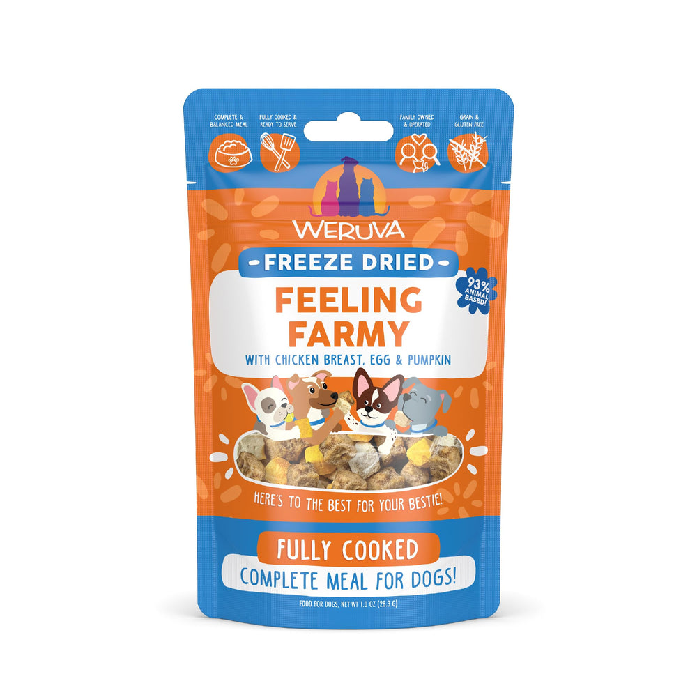 Weruva Chien Lyophilisé Feeling Farmy, cubes poulet-poitrine sans os, prêt à servir.