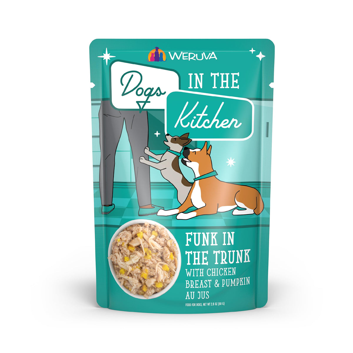 Weruva Funk dans le coffre : sachet poulet citrouille au jus, texture tendre et pratique