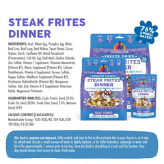 Weruva Chien Lyophilise Steak Frites Dîner patate douce, nutriments et douceur