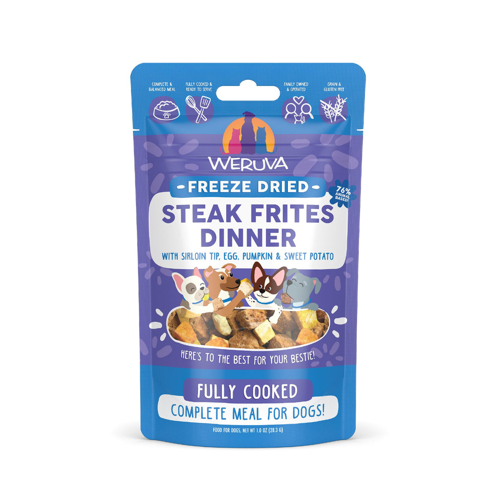 Weruva Chien Lyophilise Steak Frites Dîner avec sirloin-tip, cubes faciles à servir et équilibrés