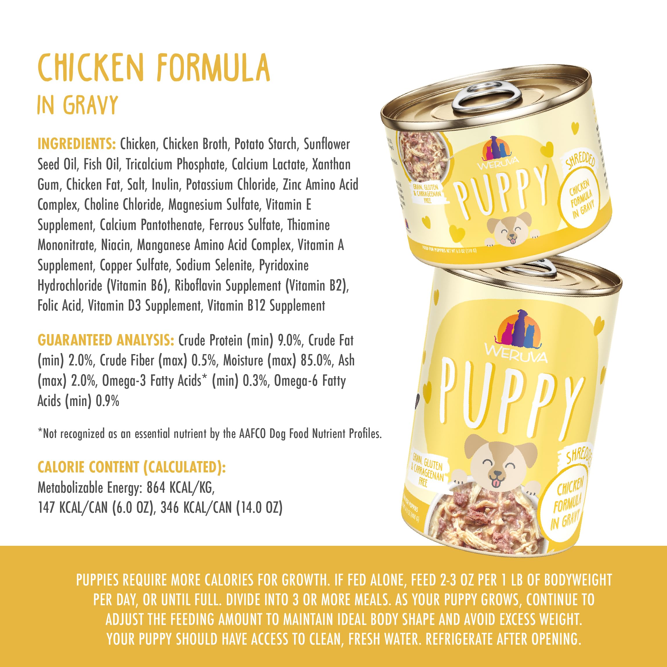 Weruva Chiot ingrédients naturels: poulet sans gluten et sans additifs