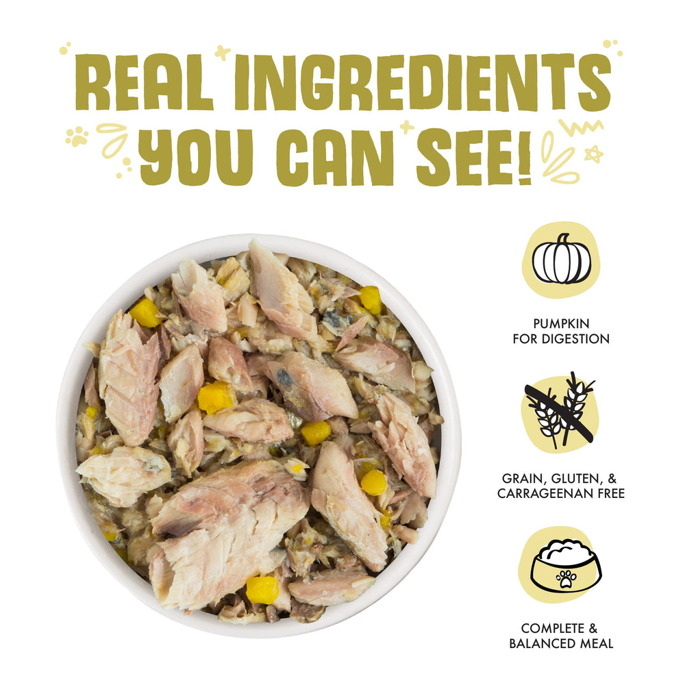 Weruva Meow Luau maquereau en morceaux dans la sauce, riche en protéines.