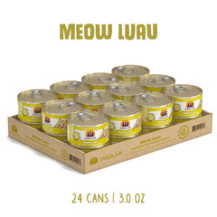 Weruva Classic Cat Meow Luau maquereau en morceaux et citrouille, texture savoureuse.