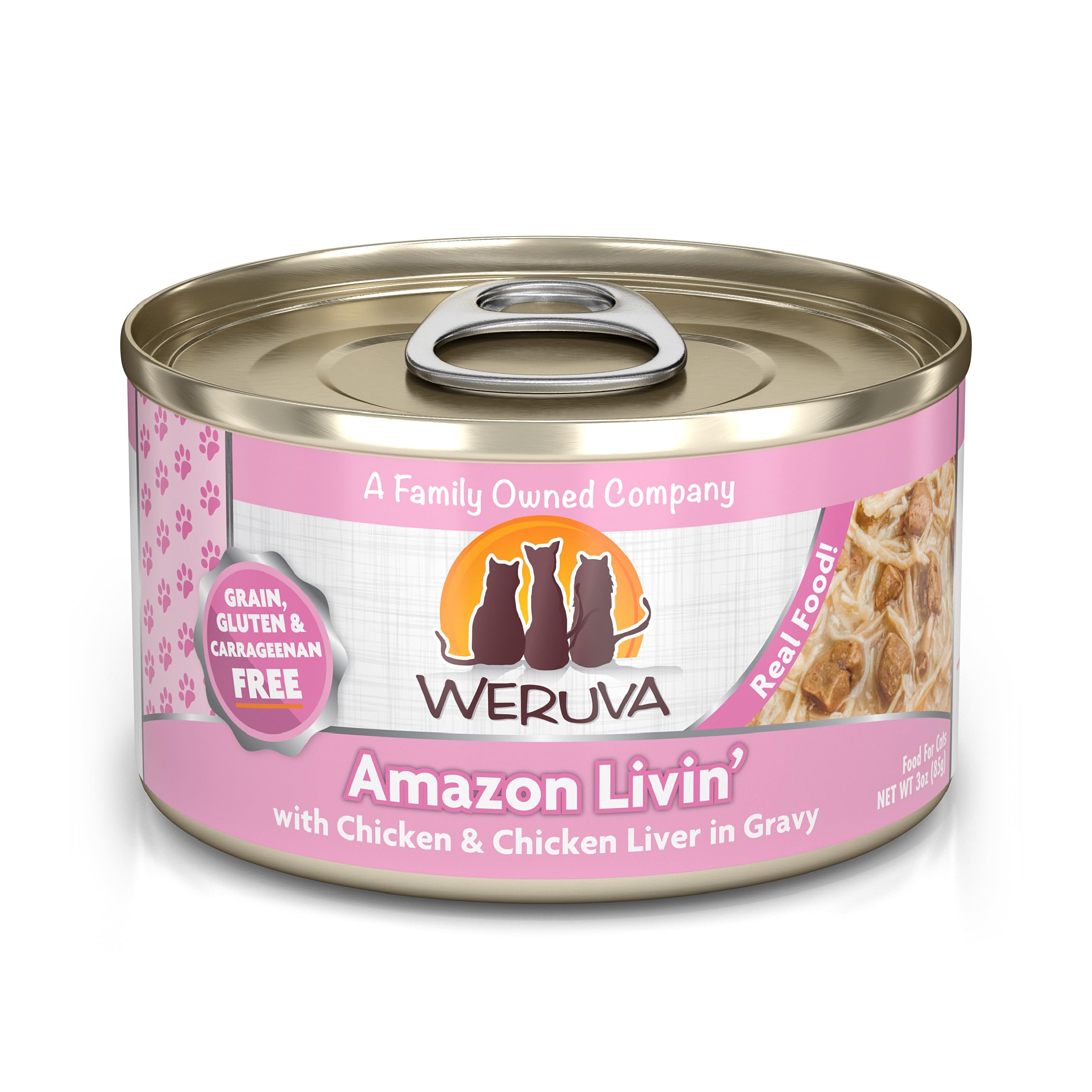 Weruva Classic Nourriture pour Chat avec poulet blanc et foie en sauce, repas humide appétissant.