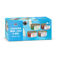 Weruva Classic Dog sans poulet Just 4 Me pack varié — l’étiquette est visible, idéal pour varier les repas.
