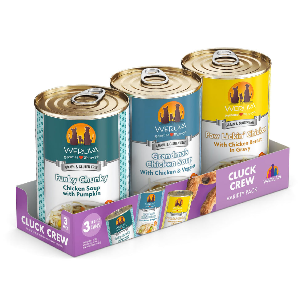 Weruva Classic Dog Food ensemble-trial-pack-boites-14oz : variété pratique pour découvrir les saveurs.