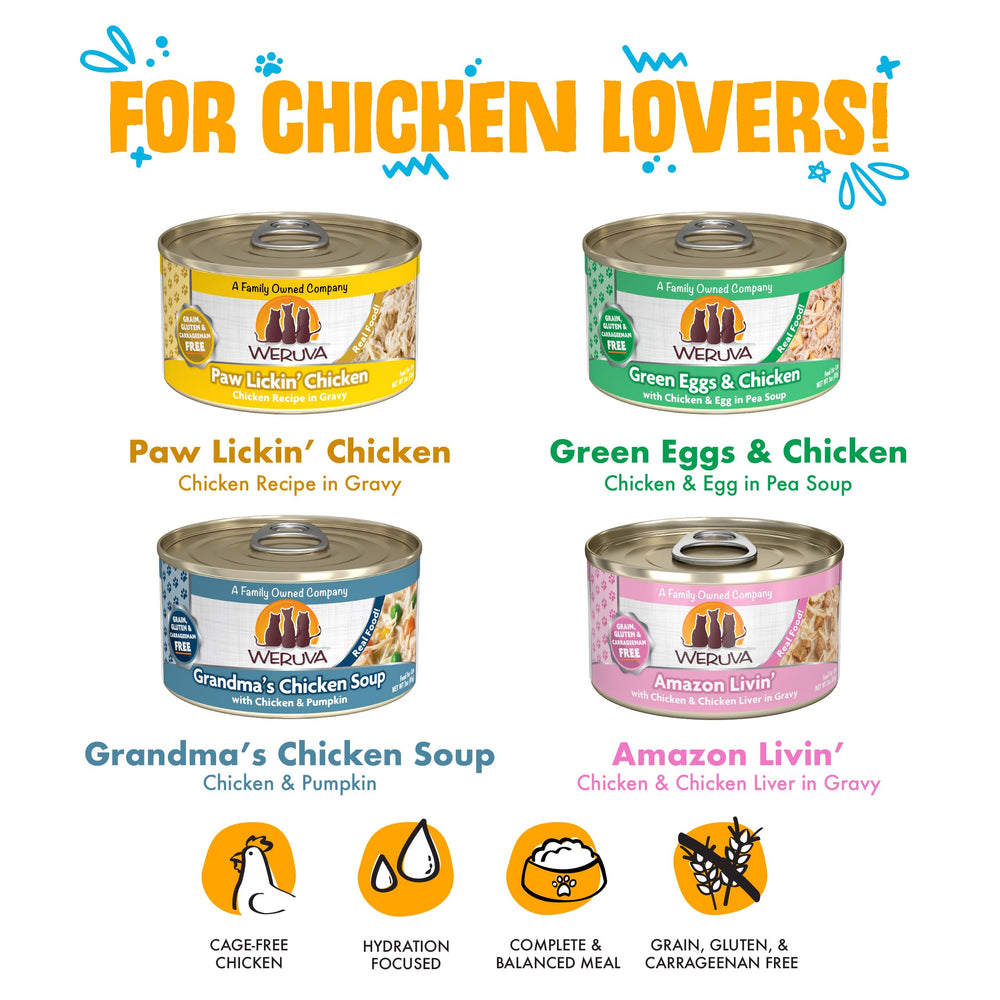 Weruva Amazon Livin boîtes 3 oz, saveur légère et naturelle pour chat