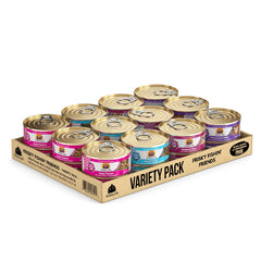Weruva Frisky Fishin' Friends ensemble 24 boîtes, variété complète pour chats exigeants.