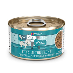 Conserve Weruva Funk dans le coffre, poulet et citrouille en consommé.