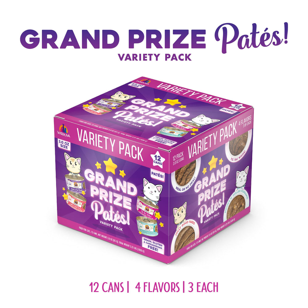 Weruva Grand Prize Pâtés variété trio: diversité de saveurs pour chats gourmands.