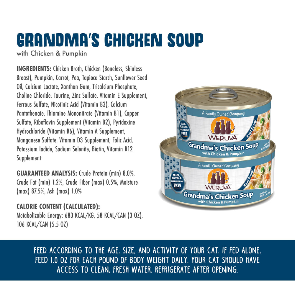 Boîtes 5,5 oz Weruva Grand-mère, pratique pour les repas quotidiens.
