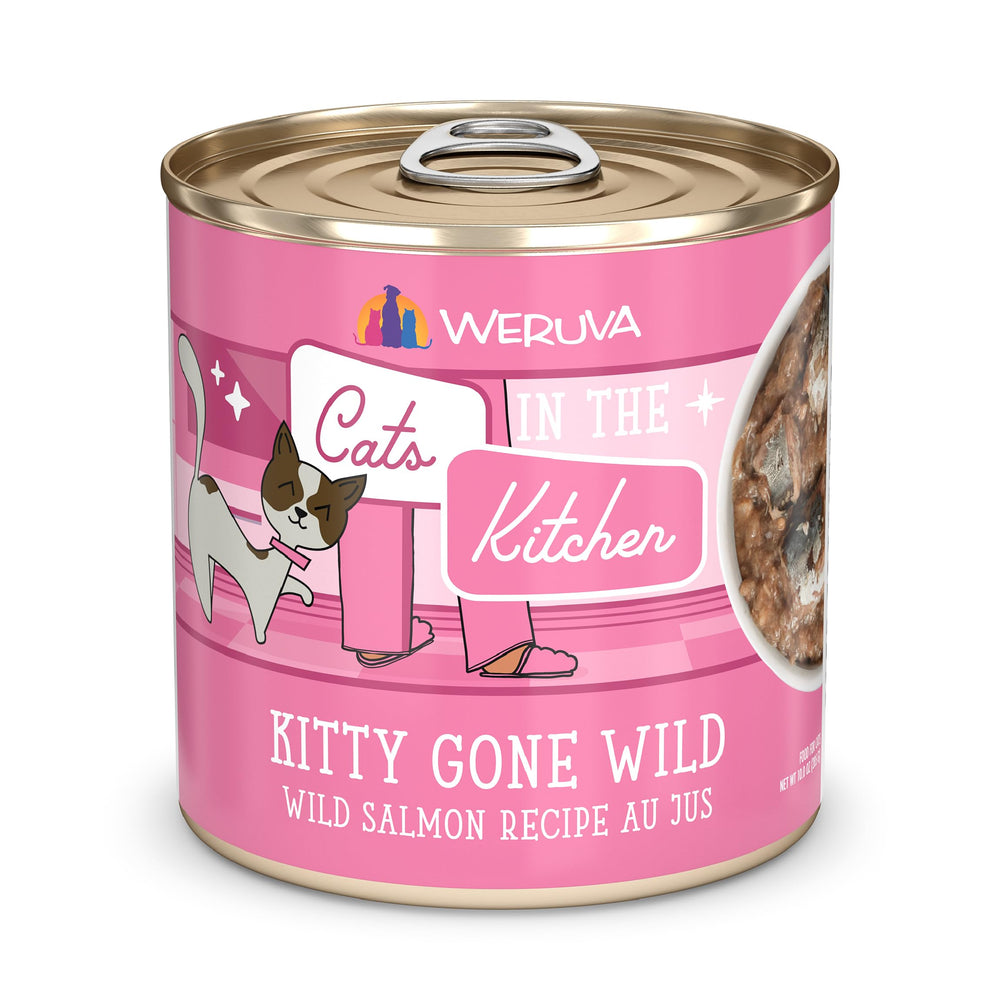 Weruva Kitty Gone Wild: boîte 10 oz, pack de 12, repas riche en protéines marines pour chats.