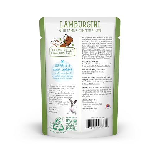Ingrédients Lamburgini: agneau et citrouille, goût naturel pour chien.