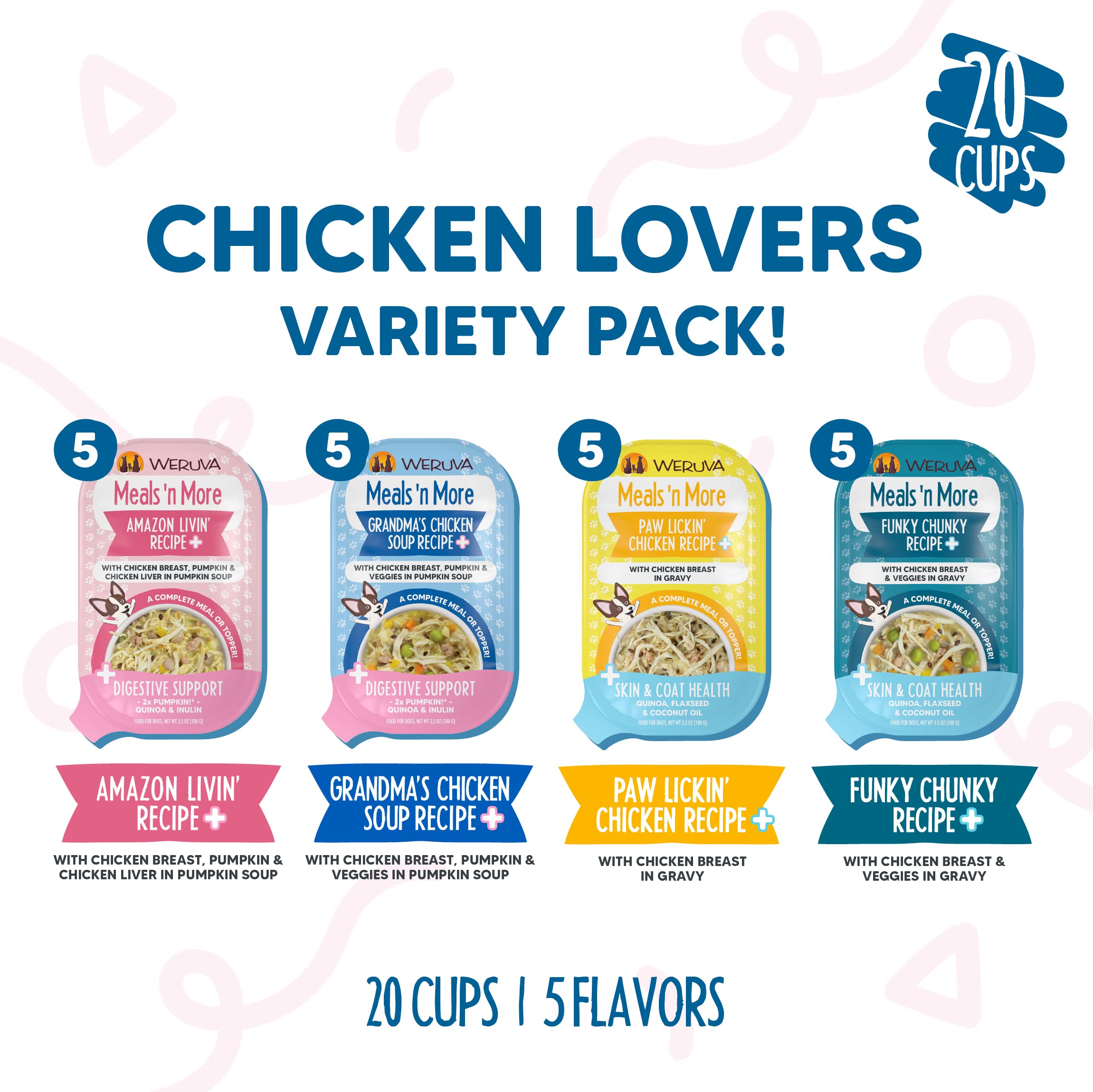 Assortiment Poulet pour chien de Weruva Meals 'n More, variété savoureuse.