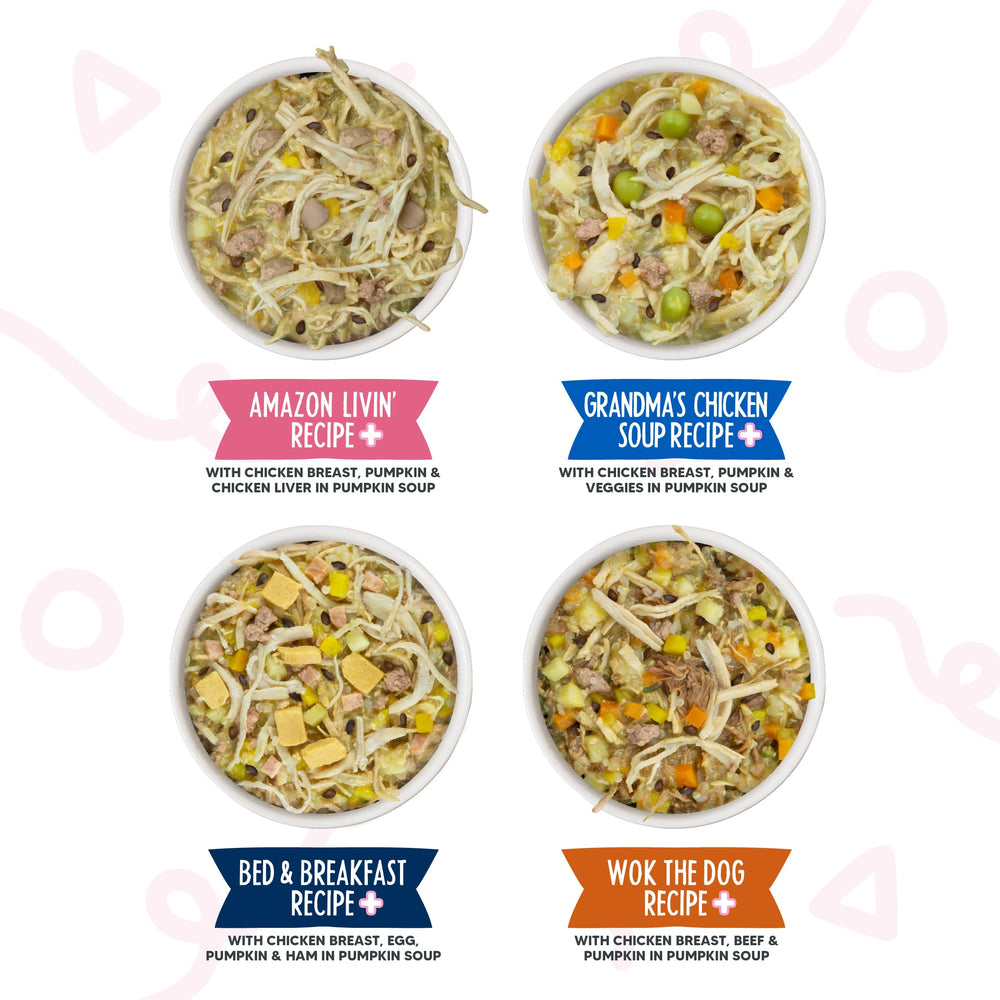 Variétés de recettes Grand-Mère Plus, Amazon Livin Plus, Bed and Breakfast Plus et Wok The Dog Plus
