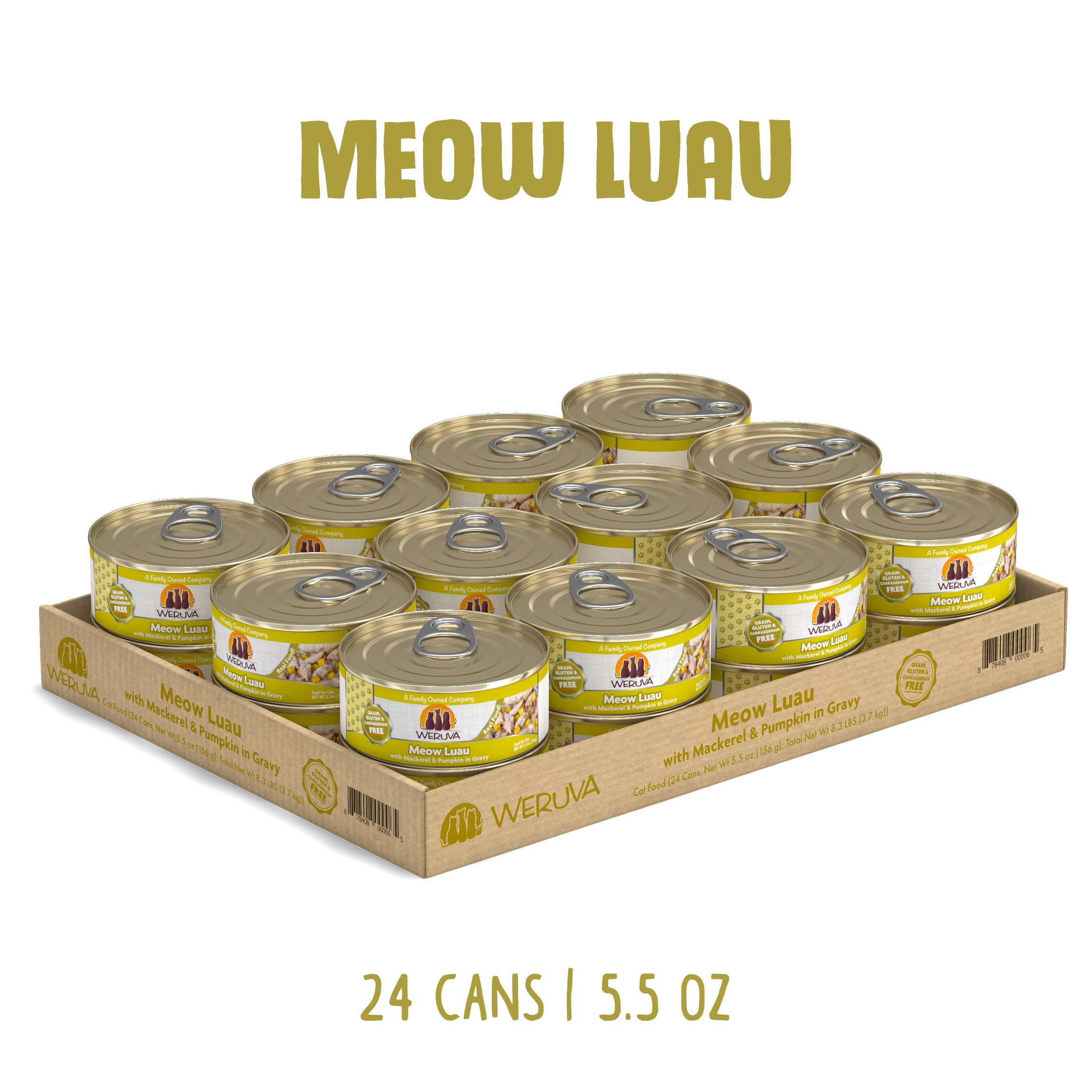 Weruva Meow Luau maquereau-potiron-sauce: morceaux délicats et protéines de qualité.