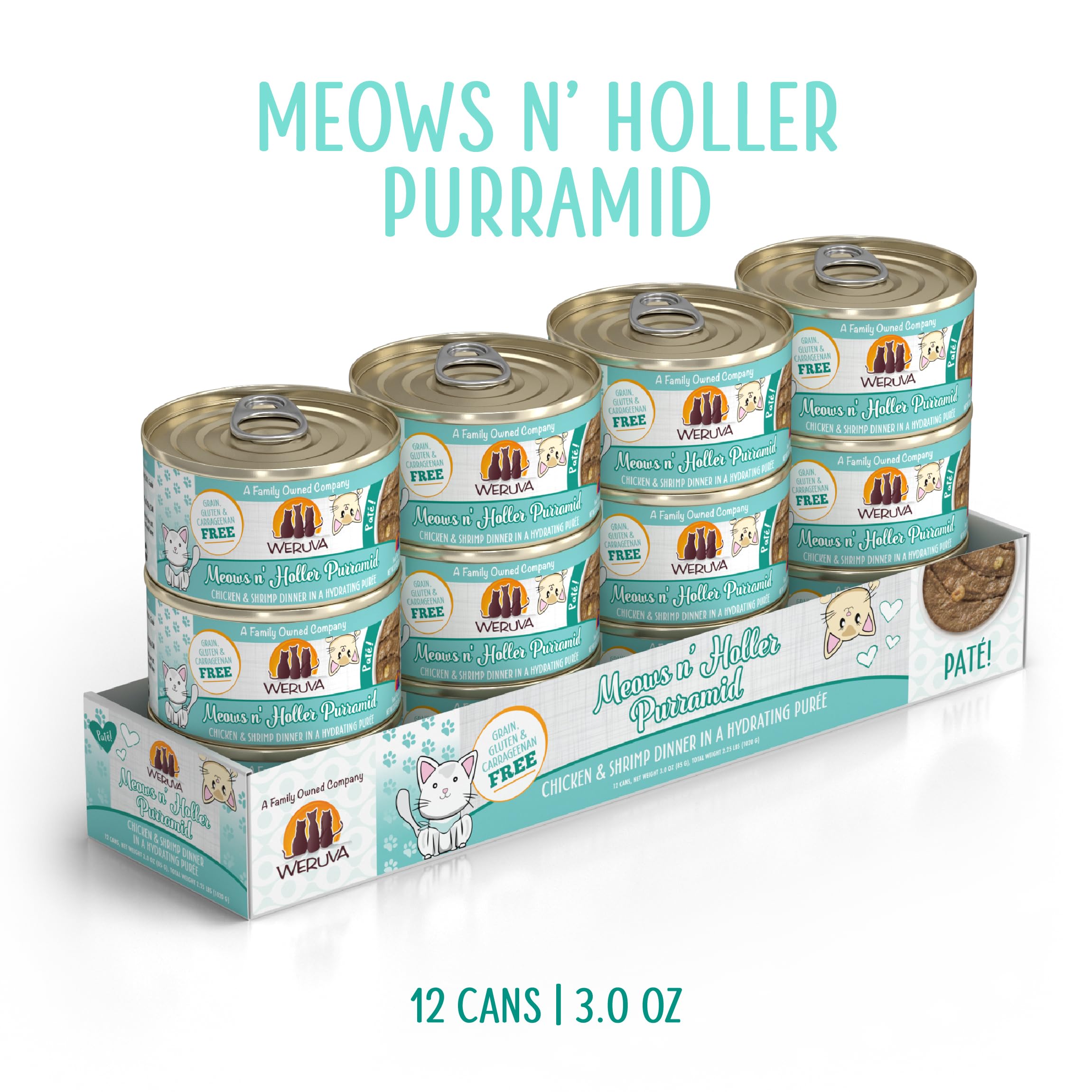 Pate poulet et crevettes Weruva Meows n Holler, saveur appétissante pour félin.