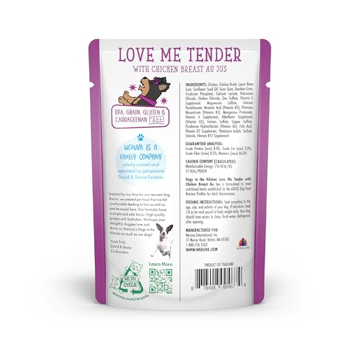 Morceaux de poulet humide dans le sachet Weruva.