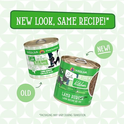 Affichage du pack de 12 boîtes Lamb Burger-ini pour chats.