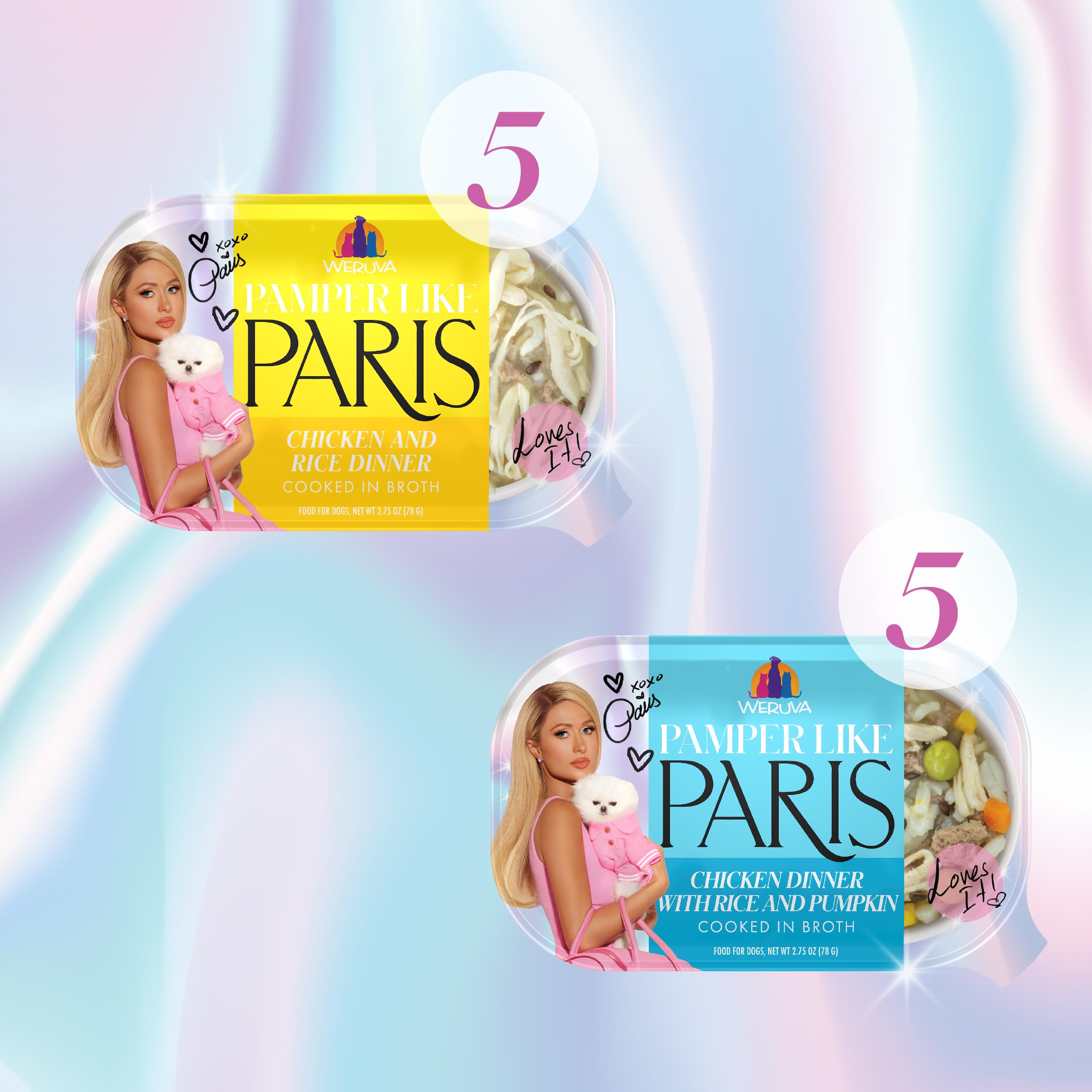 Weruva Pamper Like Paris boeuf nourri a l herbe en bouillon, plat appétissant.