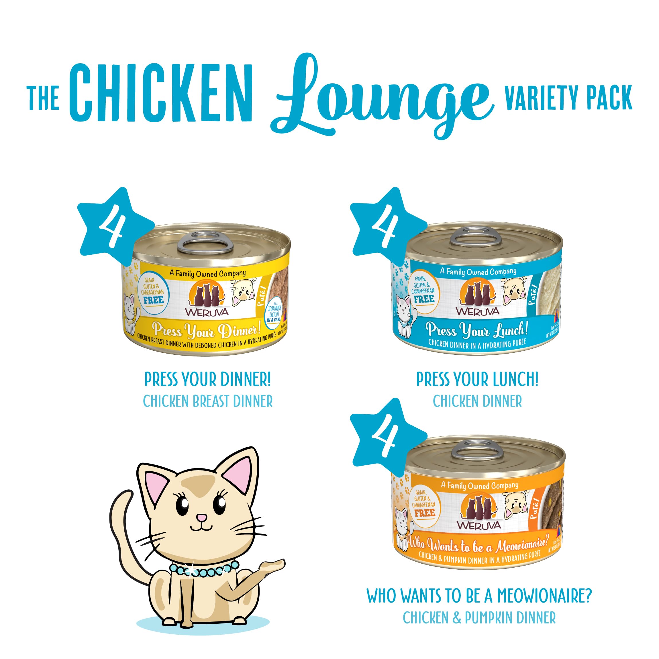 Weruva Paté Lounge Meowionaire, 3oz, option gourmande pour chats exigeants.
