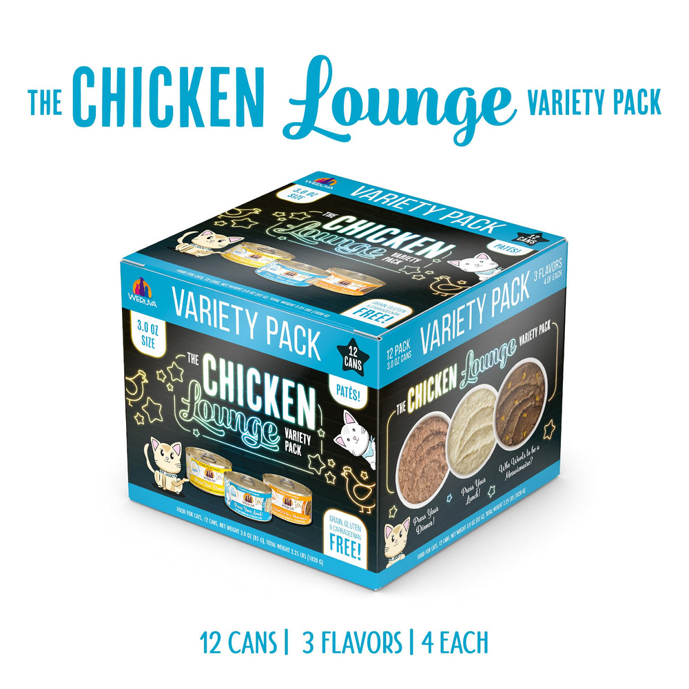 Weruva Paté Lounge poulet, texture onctueuse pour appétit.