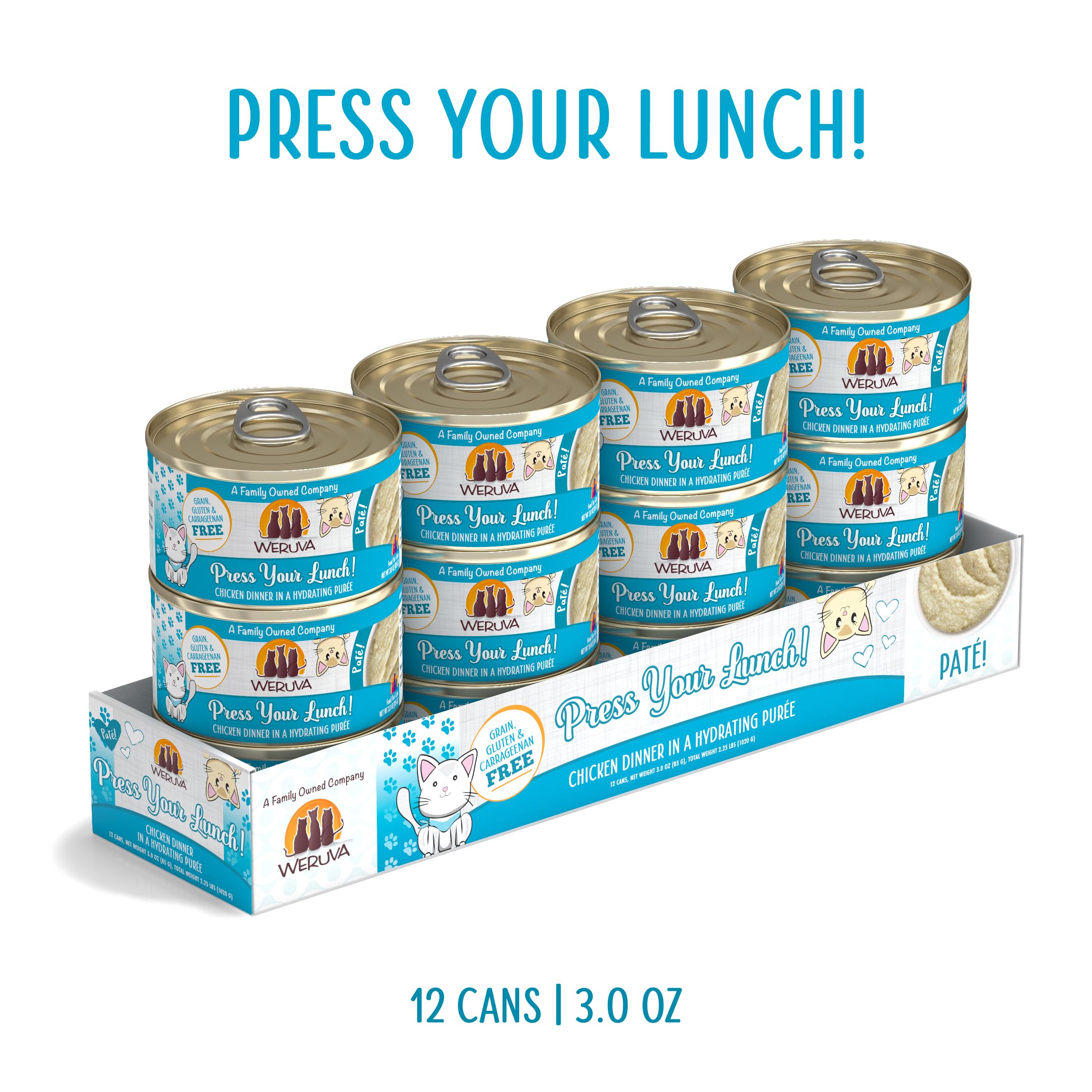 Weruva pate poulet cremeux en texture homogène, plaisir pour chat gourmand.