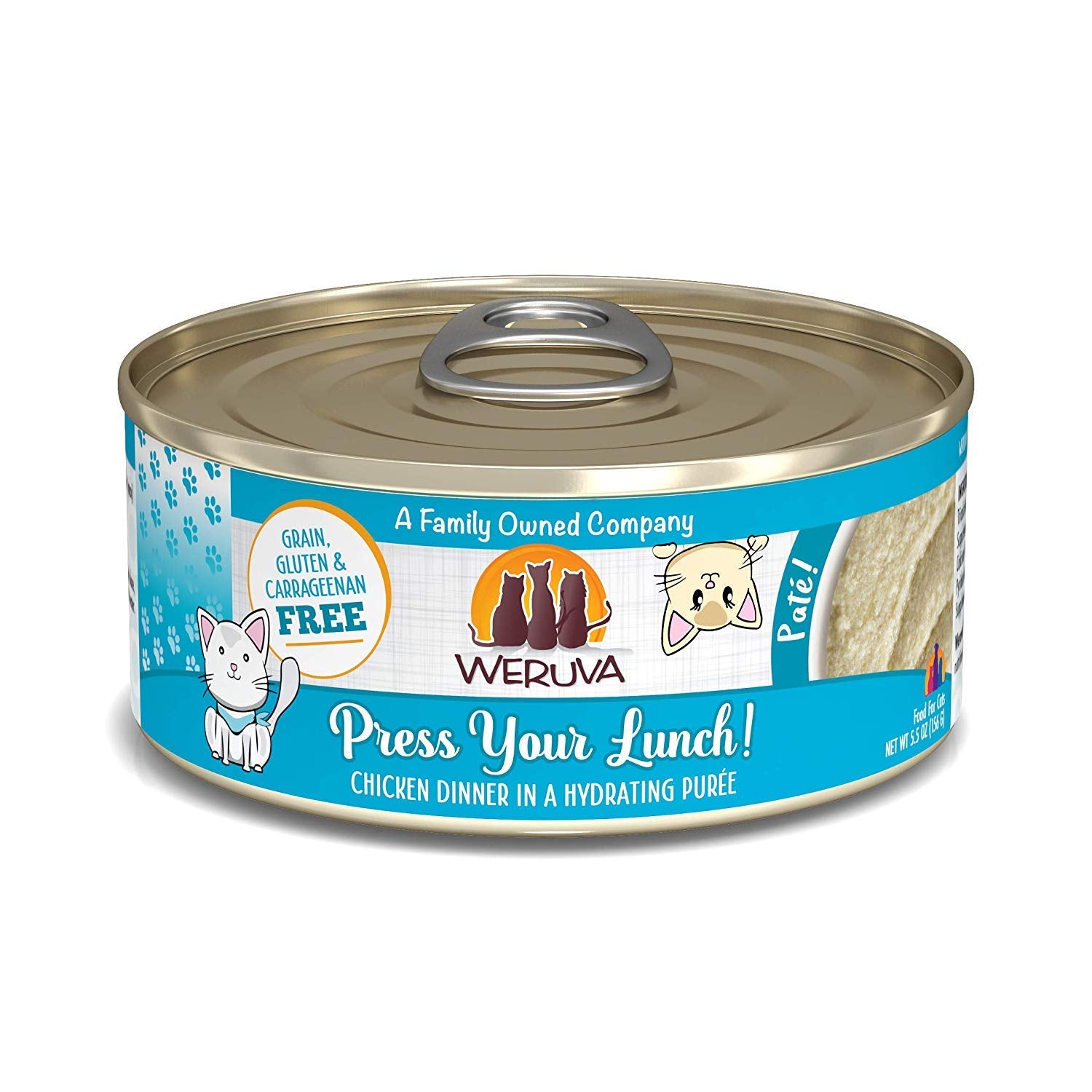 Weruva Press Your Lunch en boite présente pâté de poulet crémeux, pratique au quotidien