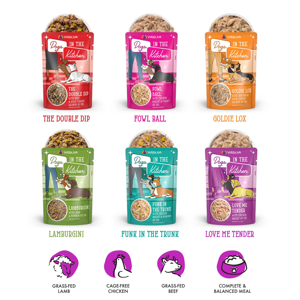 Protéines premium Weruva, durables et de haute qualité pour chiens gourmets.
