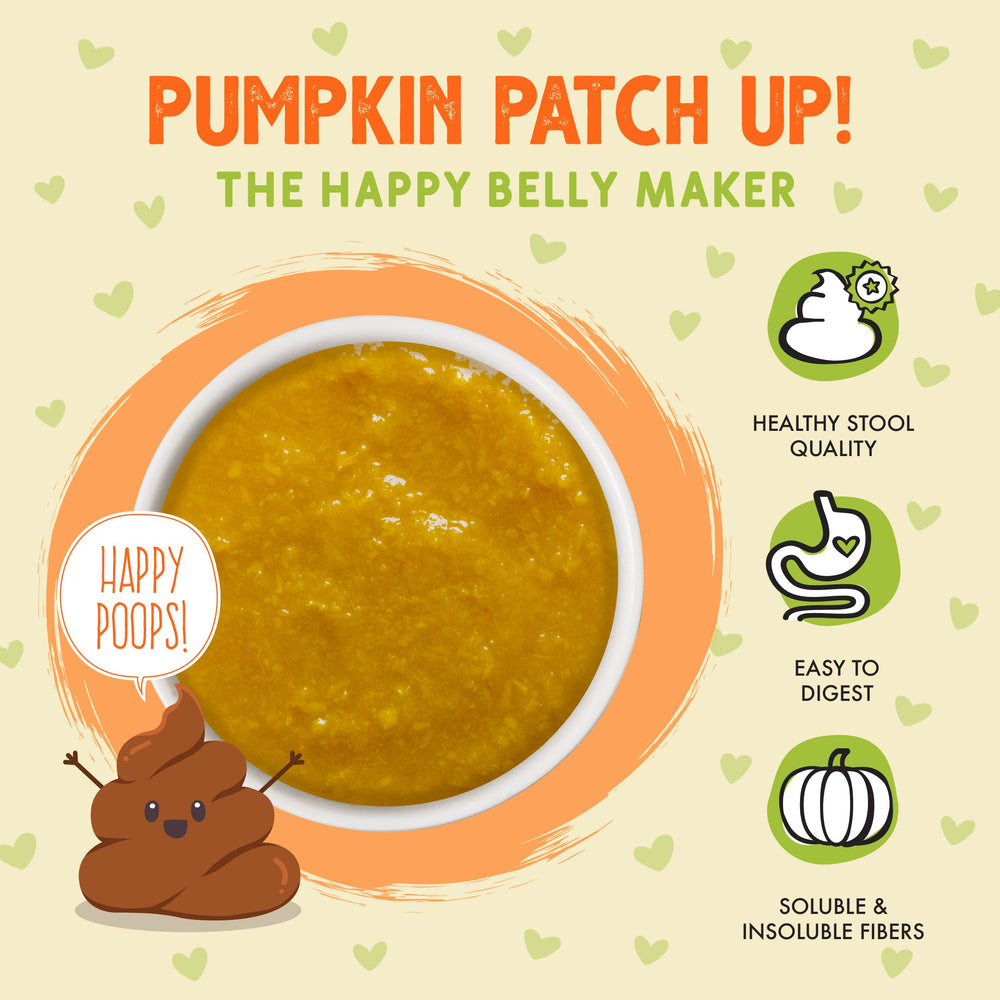 Fibres solubles et insolubles présentes dans Pumpkin Patch Up! soutiennent le transit intestinal et la consistance.