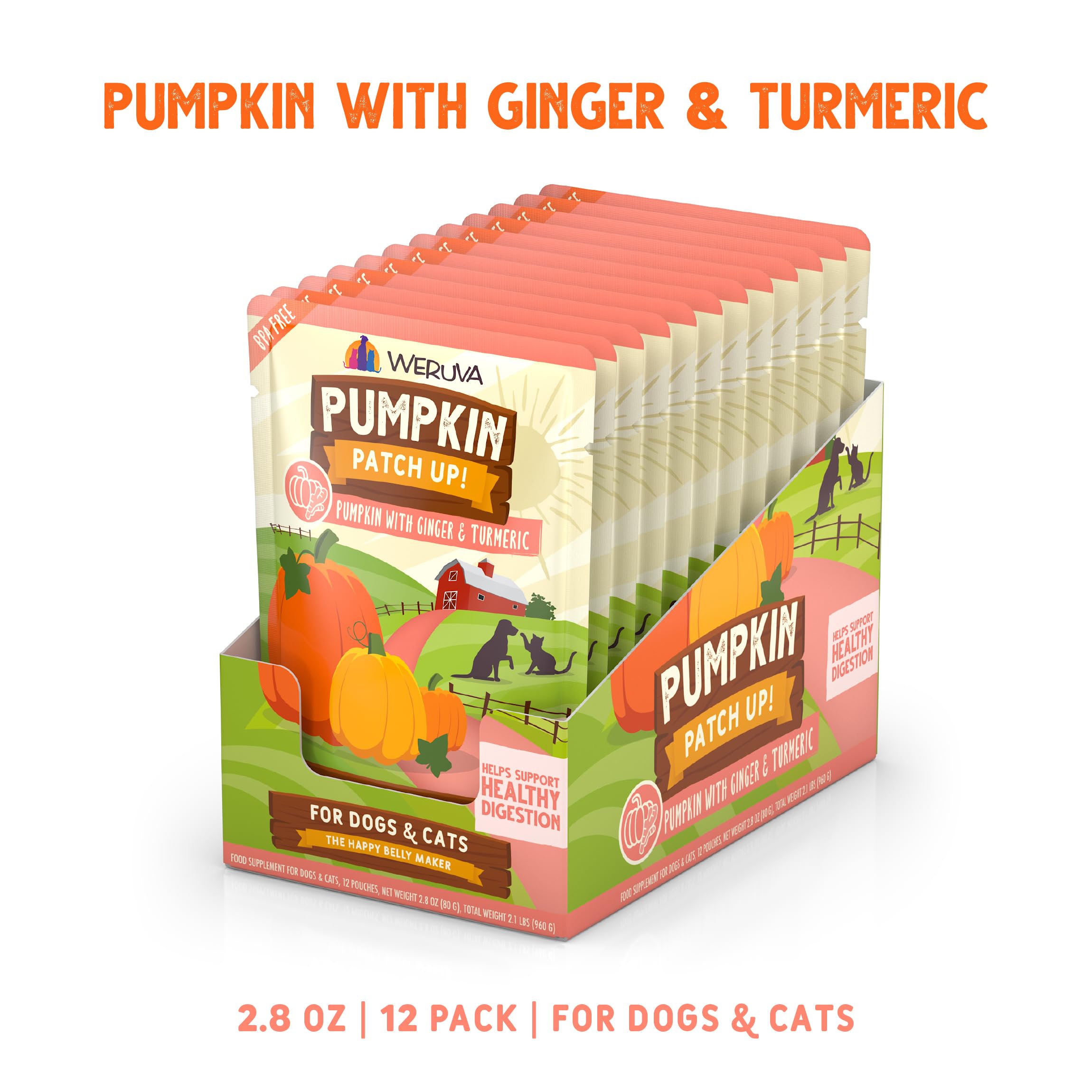 Weruva Pumpkin Patch Up avec gingembre et curcuma, support digestif naturel.