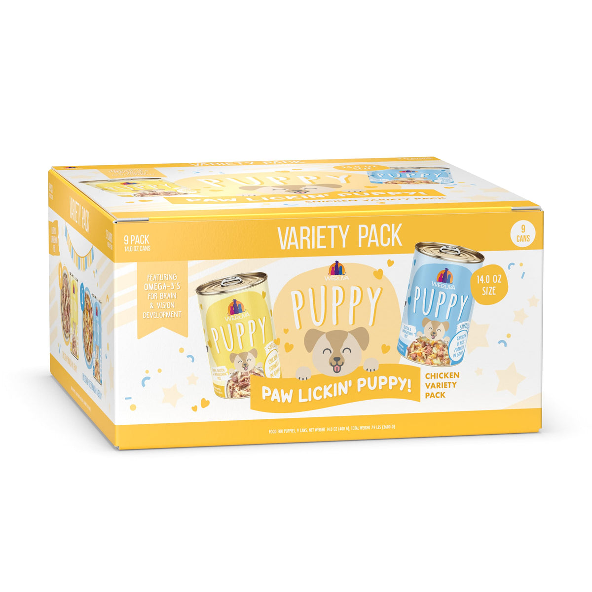 Weruva Puppy Food emballage chiot – présentation visuelle du lot pour chiots.