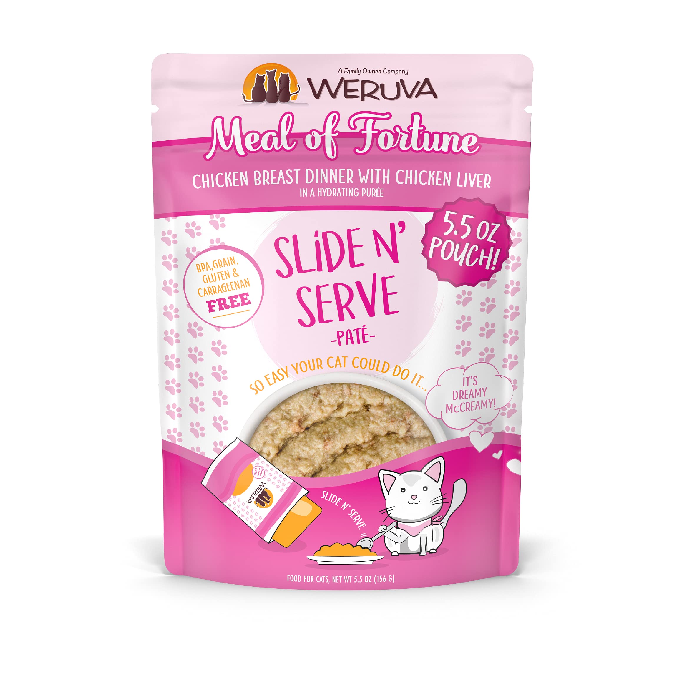 Weruva Repas de Fortune poulet et foie pâté: texture onctueuse idéale pour l'appétit du chat
